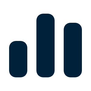 Three lines of different heights in dark blue to indicate a visual graph.