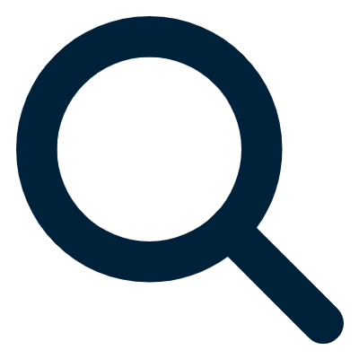 A blue magnifying glass icon.