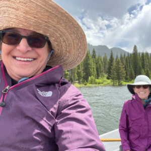 Betty and her sister on the lake.