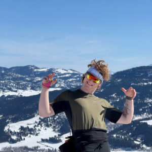 Garrett on a snowy mountain.